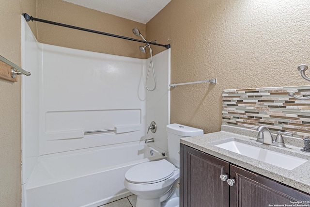 7202 Archers Coach, San Antonio, TX 78244 - full bath with a textured wall, bathing tub / shower combination, toilet, and vanity