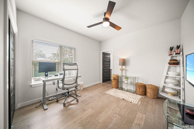 1226 Wyoming Unit 201, San Antonio, TX 78203 - office space featuring light wood finished floors, ceiling fan, and baseboards