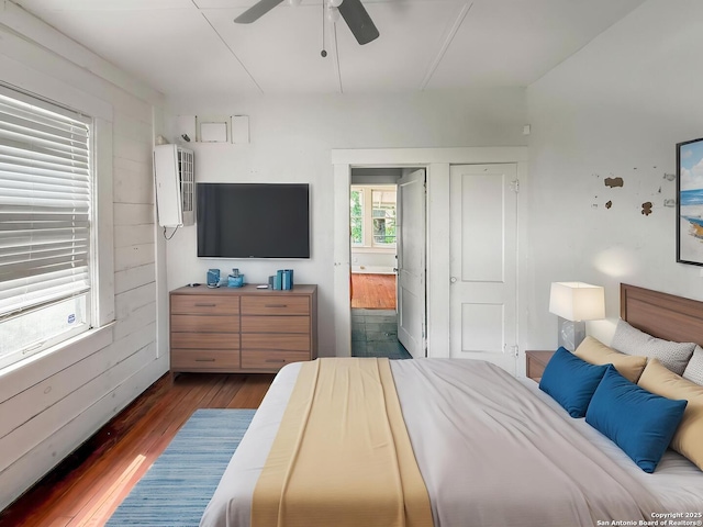 102 Benita, San Antonio, TX 78210 - bedroom with dark wood finished floors, ensuite bathroom, and a ceiling fan