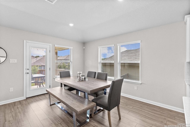 10247 Juniper Oaks, Boerne, TX 78006 - dining room with baseboards, light wood-style flooring, and recessed lighting