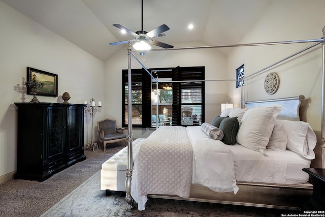 26019 Red Heron, San Antonio, TX 78261 - carpeted bedroom with lofted ceiling and a ceiling fan