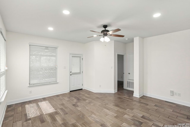 13106 Welder, San Antonio, TX 78253 - empty room featuring wood finished floors, ceiling fan, recessed lighting, and baseboards