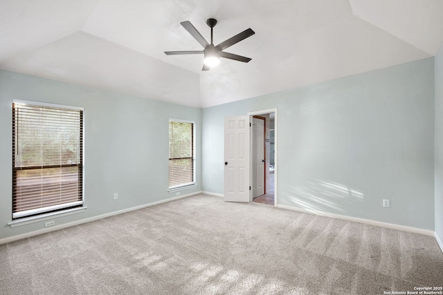 27026 Wooded Acres, San Antonio, TX 78260 - unfurnished bedroom with vaulted ceiling, carpet flooring, baseboards, and ceiling fan