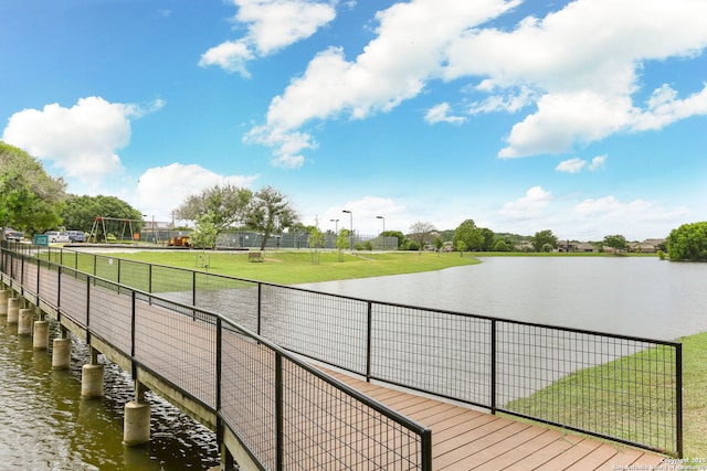 27026 Wooded Acres, San Antonio, TX 78260 - dock area with a lawn and a water view