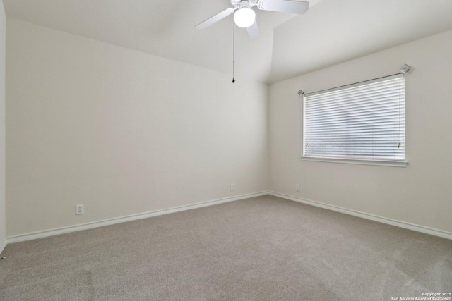 522 Mesa Rdg, San Antonio, TX 78258 - empty room with a ceiling fan, carpet, lofted ceiling, and baseboards