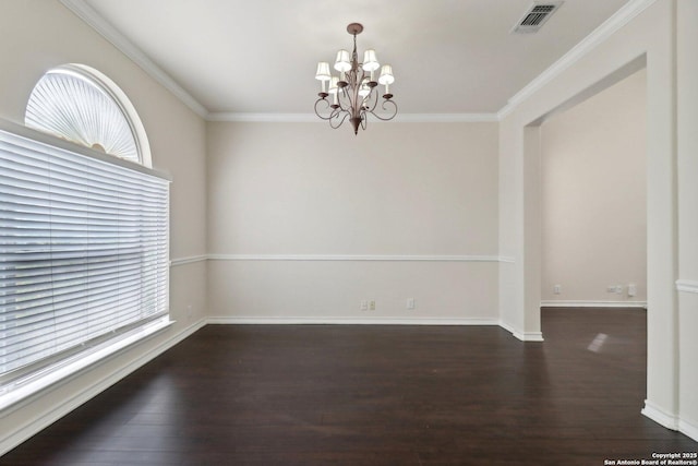 522 Mesa Rdg, San Antonio, TX 78258 - spare room with a chandelier, plenty of natural light, wood finished floors, ornamental molding, and baseboards