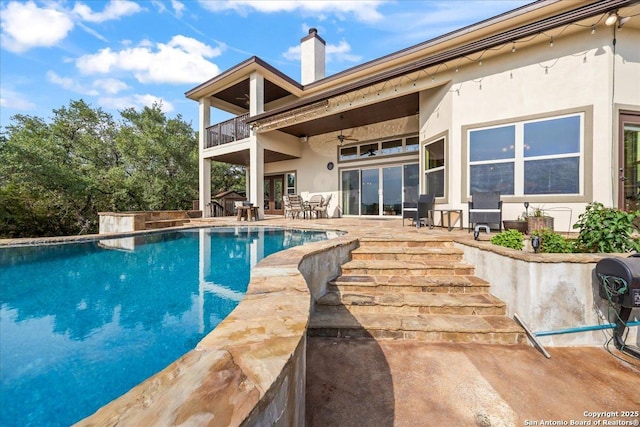 406 Breathless View St, San Antonio, TX 78260 - swimming pool featuring ceiling fan, a patio, grilling area, and french doors