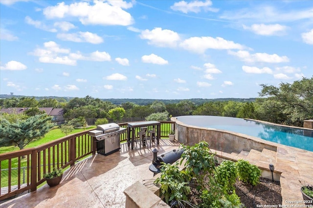 406 Breathless View St, San Antonio, TX 78260 - view of swimming pool featuring an infinity pool and area for grilling