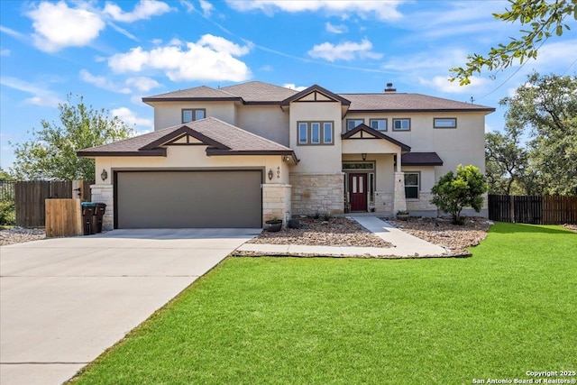 406 Breathless View St, San Antonio, TX 78260 - view of front facade featuring stone siding, stucco siding, and concrete driveway