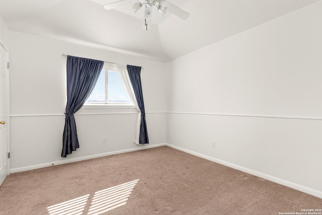 116 Seth Raynor, New Braunfels, TX 78130 - carpeted spare room with a ceiling fan, baseboards, and lofted ceiling