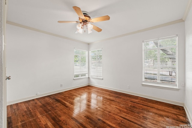 219 Ridgehaven, San Antonio, TX 78209 - spare room with crown molding, wood finished floors, baseboards, and a ceiling fan