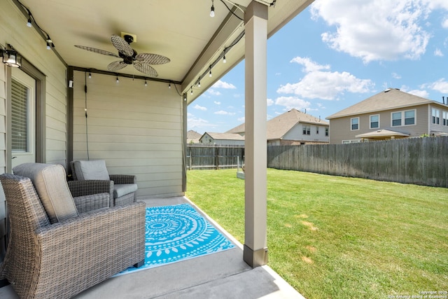 13818 Cohan Way, San Antonio, TX 78253 - view of patio with ceiling fan and a residential view