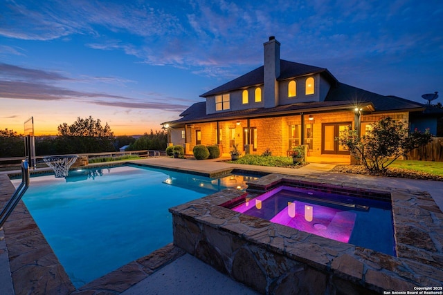154 Lake View Dr, Boerne, TX 78006 - view of pool featuring an in-ground hot tub and a patio