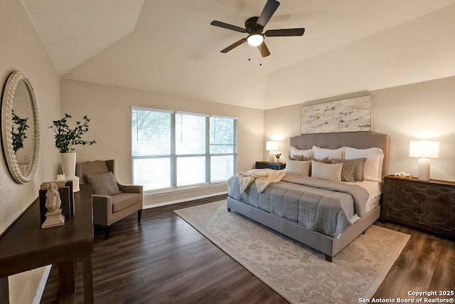 21931 Ruby Run, San Antonio, TX 78259 - bedroom featuring wood finished floors, a ceiling fan, and high vaulted ceiling