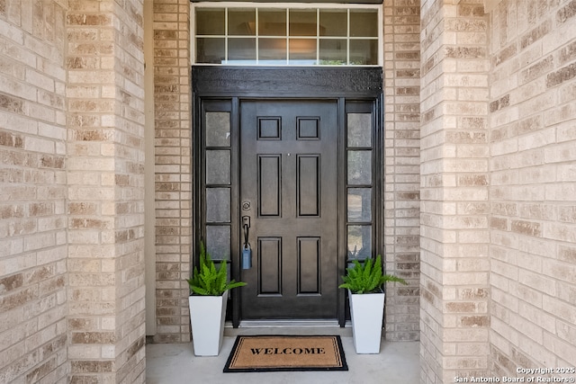 21931 Ruby Run, San Antonio, TX 78259 - doorway to property featuring brick siding