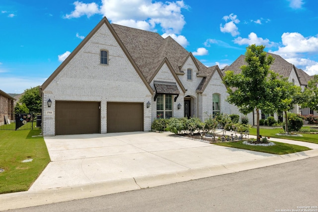17918 Cantera Ct, San Antonio, TX 78255 - french provincial home with brick siding, a garage, concrete driveway, central air condition unit, and roof with shingles