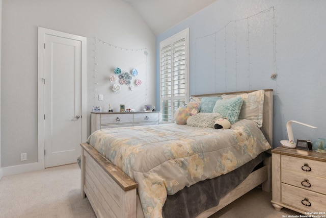 17918 Cantera Ct, San Antonio, TX 78255 - bedroom featuring light carpet and vaulted ceiling