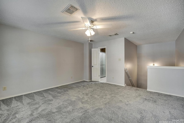 1632 Dogwood Ln, Schertz, TX 78154 - unfurnished room featuring carpet, a textured ceiling, ceiling fan, and baseboards