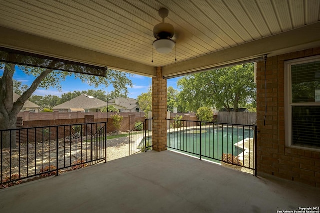 1632 Dogwood Ln, Schertz, TX 78154 - fenced backyard featuring a patio, ceiling fan, and a residential view