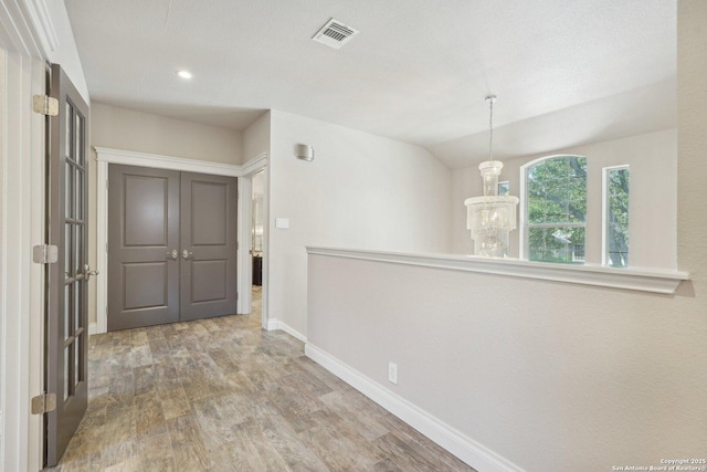 2834 Olive Ave, Schertz, TX 78154 - entryway featuring baseboards, wood finished floors, a chandelier, and recessed lighting
