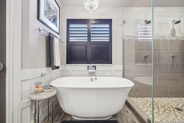 2834 Olive Ave, Schertz, TX 78154 - full bathroom with a shower stall and a soaking tub