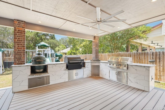 2834 Olive Ave, Schertz, TX 78154 - wooden deck with ceiling fan