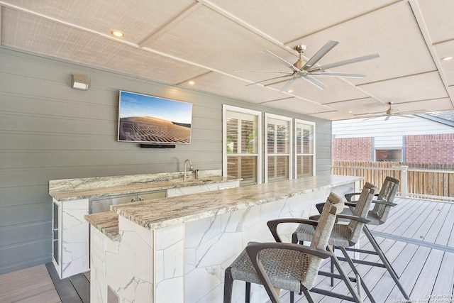 2834 Olive Ave, Schertz, TX 78154 - wooden terrace with a ceiling fan