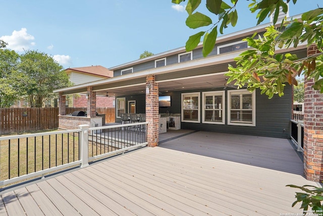2834 Olive Ave, Schertz, TX 78154 - wooden terrace with an outdoor kitchen
