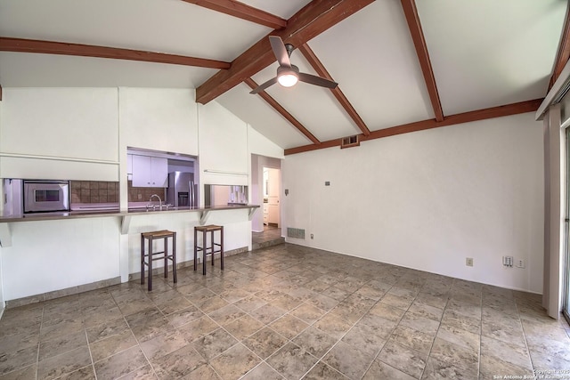3206 Bluefield, San Antonio, TX 78230 - living room featuring a ceiling fan and stone finish flooring