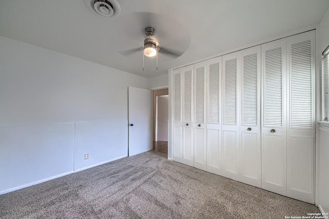 3206 Bluefield, San Antonio, TX 78230 - unfurnished bedroom featuring carpet, a closet, and ceiling fan