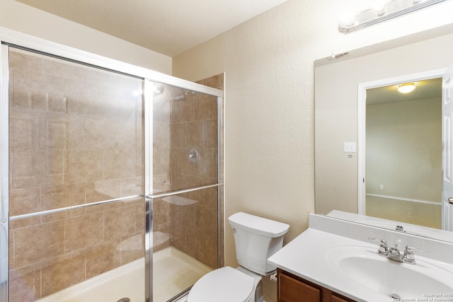 4519 Jeffs Farm, San Antonio, TX 78244 - full bathroom with vanity, a shower stall, and a textured wall
