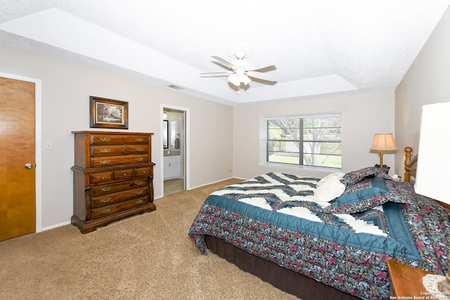 1415 Synandra, San Antonio, TX 78232 - carpeted bedroom featuring a raised ceiling, baseboards, and ceiling fan