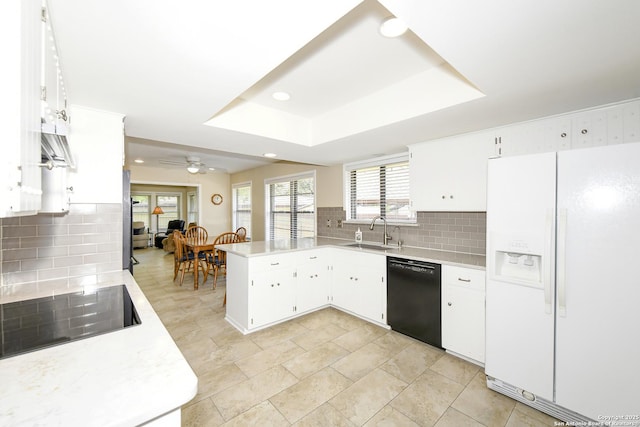 1415 Synandra, San Antonio, TX 78232 - kitchen with black appliances, a sink, decorative backsplash, light countertops, and recessed lighting