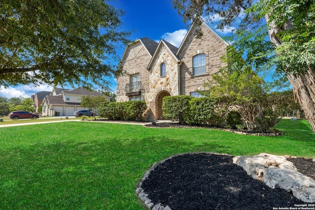 11227 Raw Sienna, Helotes, TX 78023 - view of front of house featuring a front lawn and brick siding