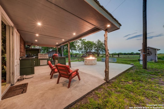 15592 Miller, Saint Hedwig, TX 78152 - view of patio / terrace with an outdoor fire pit and a sink