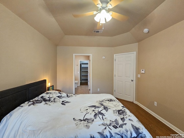 2115 Bentwood, New Braunfels, TX 78130 - bedroom with baseboards, wood finished floors, and a ceiling fan