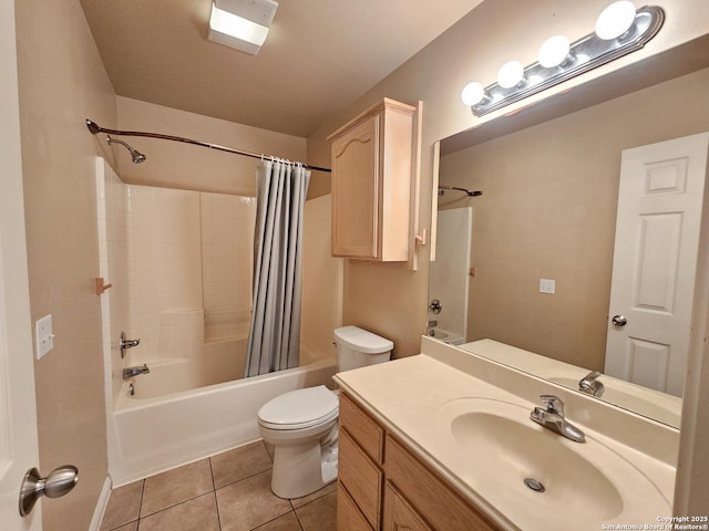 2115 Bentwood, New Braunfels, TX 78130 - full bath featuring shower / bath combo, toilet, vanity, and tile patterned floors