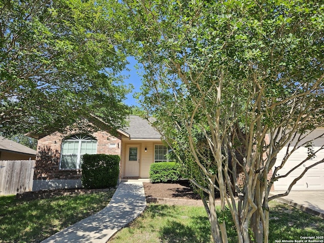 2115 Bentwood, New Braunfels, TX 78130 - view of property hidden behind natural elements featuring brick siding and roof with shingles