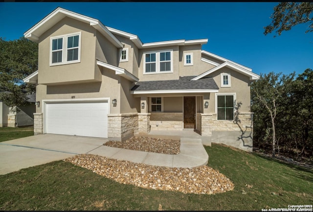 8119 Ventura Blvd, Selma, TX 78154 - view of front of property featuring stone siding, stucco siding, a garage, and driveway