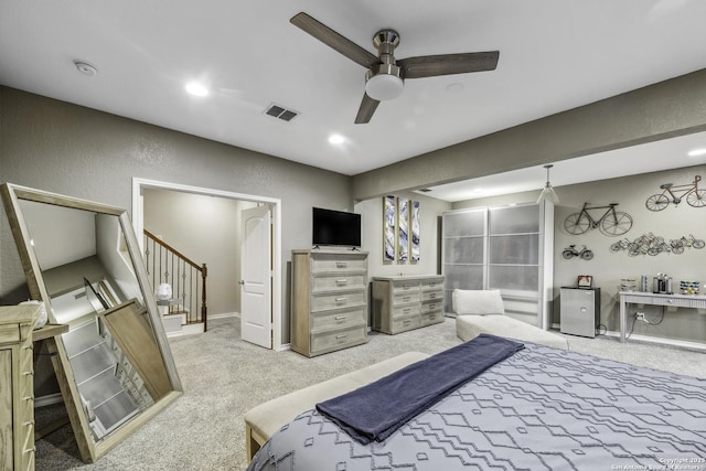 18131 Muir Glen Dr, San Antonio, TX 78257 - carpeted bedroom featuring baseboards, a ceiling fan, and recessed lighting