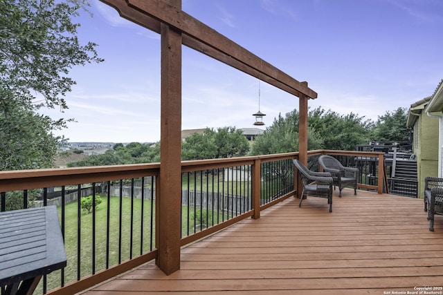 18131 Muir Glen Dr, San Antonio, TX 78257 - wooden terrace featuring a lawn