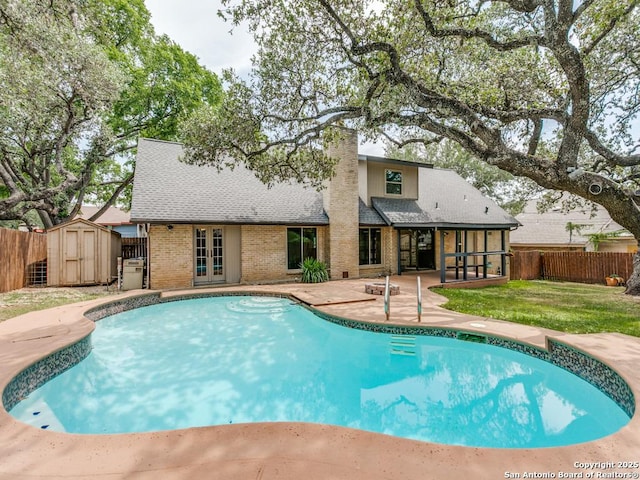 2922 Low Oak St, San Antonio, TX 78232 - view of swimming pool with a patio area and french doors