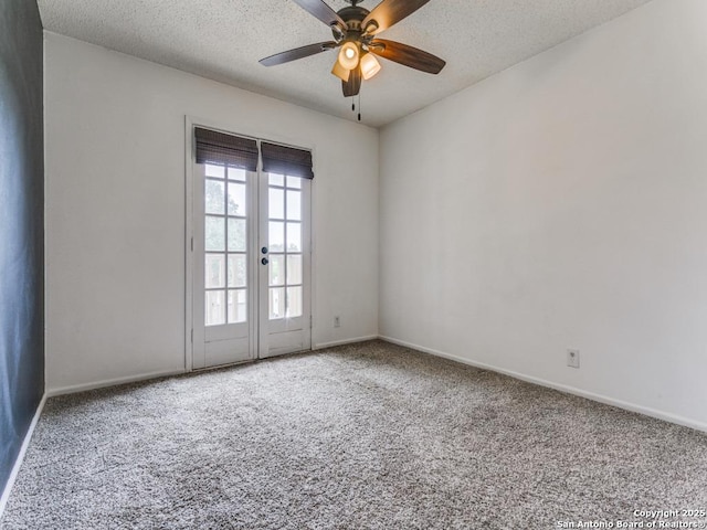 2922 Low Oak St, San Antonio, TX 78232 - carpeted spare room featuring a ceiling fan, a textured ceiling, and baseboards