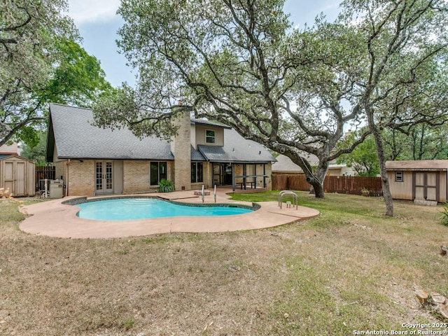 2922 Low Oak St, San Antonio, TX 78232 - view of swimming pool with french doors and a patio