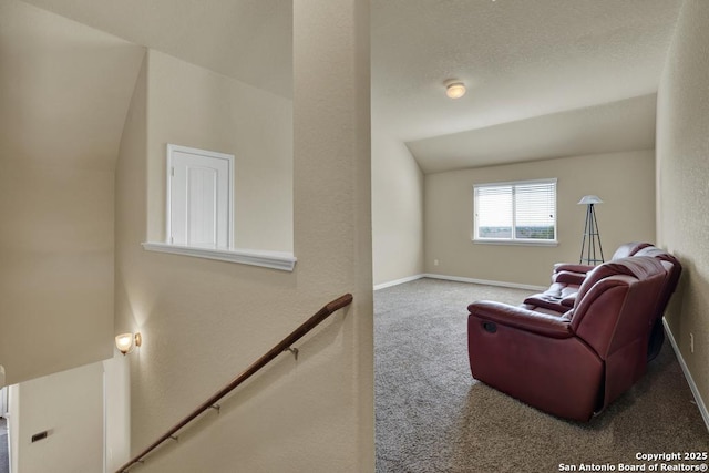 1902 Kalli Jo, New Braunfels, TX 78130 - living area with carpet flooring, baseboards, and an upstairs landing