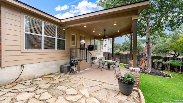 21627 Rio Comal, San Antonio, TX 78259 - view of patio featuring ceiling fan and grilling area