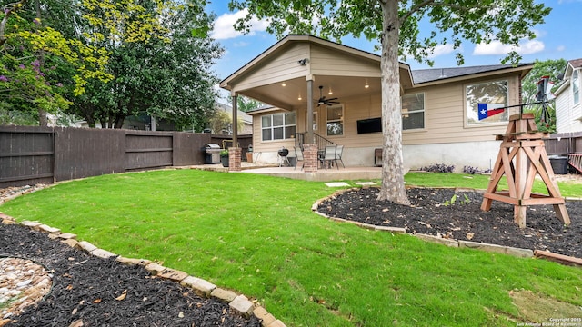 21627 Rio Comal, San Antonio, TX 78259 - back of house featuring ceiling fan and a patio