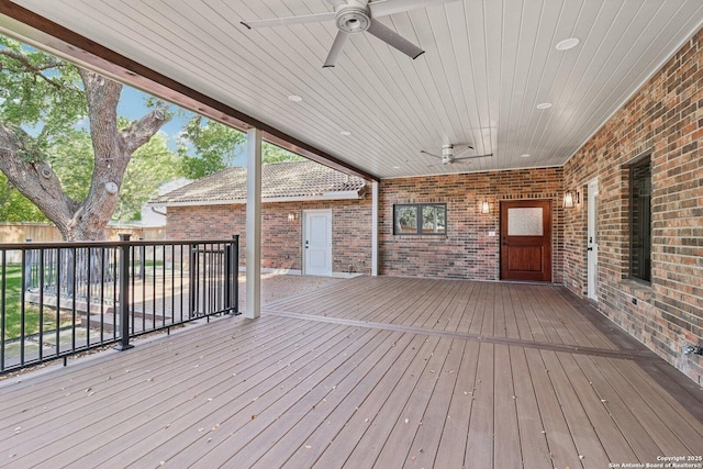 3902 Creek Pt, San Antonio, TX 78230 - wooden deck with a ceiling fan