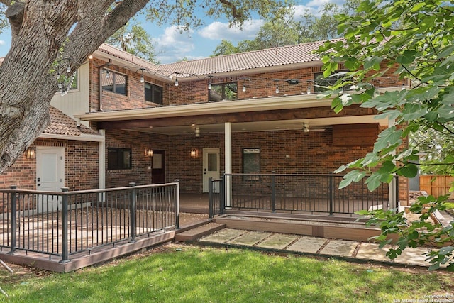 3902 Creek Pt, San Antonio, TX 78230 - back of property with a tile roof and brick siding