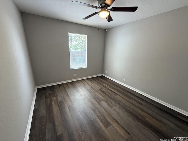 4742 Highland Farm, San Antonio, TX 78244 - unfurnished room featuring dark wood-style floors, a ceiling fan, and baseboards